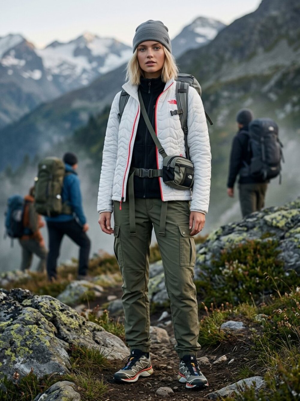 The North Face Women’s Quilted Jacket White Coral Full Zip Size M Lightweight